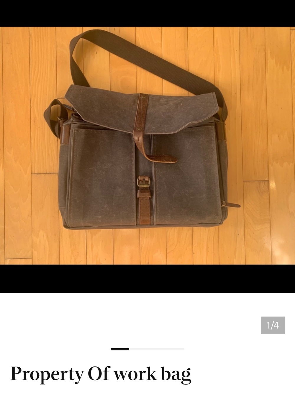 Property Of Men's Canvas & Leather Messenger Bag - Dark Brown